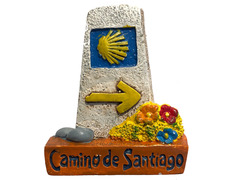 Imán resina Mojón con flores Camino de Santiago