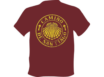 Camiseta Concha Camino de Santiago Granate