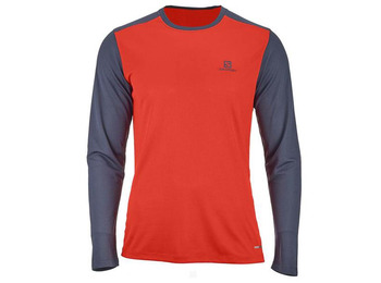 Camiseta Salomon Stroll LS Tee Rojo/Gris