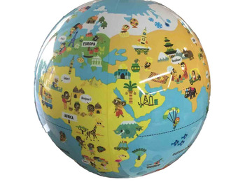 Globo hinchable infantil del mundo pequeños viajeros en castellano (30 cm)