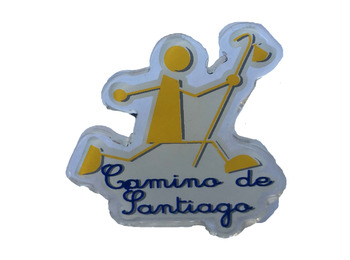 Pin Metacrilato Peregrino Corriendo Camino de Santiago