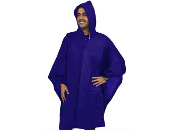 Poncho Merkel de poliester con capucha Azul