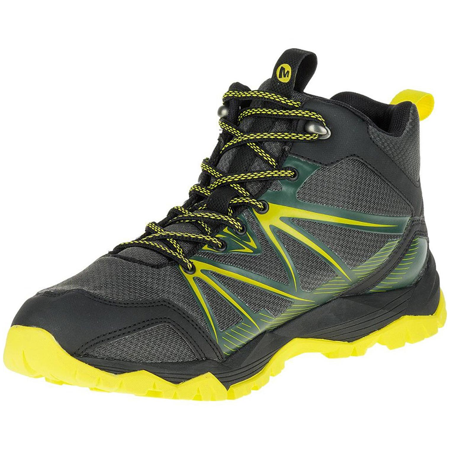 Bota Merrell Capra Rise Mid WTPF Verde Amarillo Negro