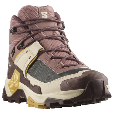 Bota Salomon X Ultra 5 Mid GTX W Granate/Beige