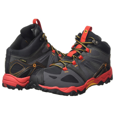 Bota Merrell Grassbow Mid Sport Gtx Negro/Gris/Rojo