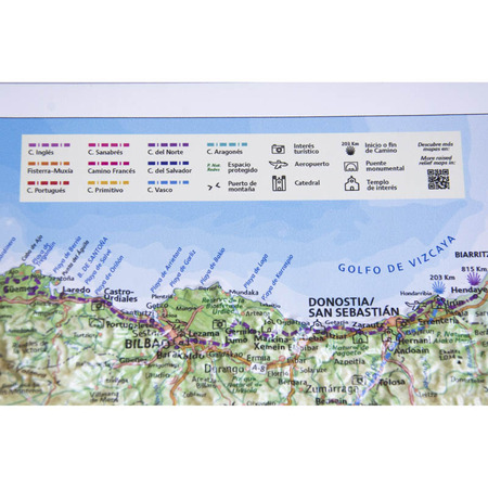 Mapa Camino de Santiago enrollable 66 x 24 cm