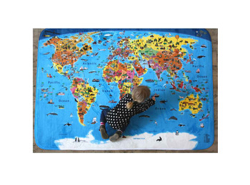 Alfombra del mundo ilustrada para niños 180X130 CM Inglés