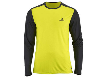 Camiseta Salomon Stroll LS Tee Lima/Negro