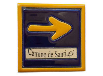 Imán cerámica flecha Camino de Santiago 7 x7 cm