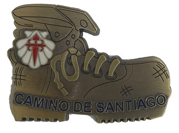 Imán chapa Bota Camino de Santiago