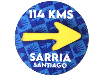 Imán Madera Señal Con Flecha Sarria Km 114