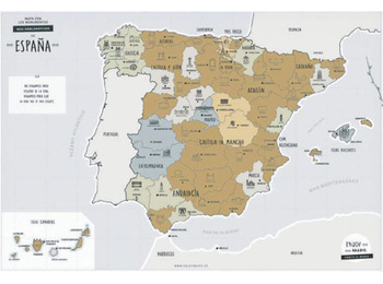 Mapa rascable de España con monumentos emblemáticos