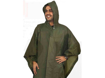 Poncho Merkel de poliester con capucha Verde