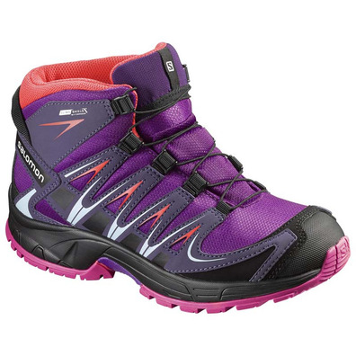 Bota Salomon XA PRO 3D MID CSWP K Morado/Negro/Salmón