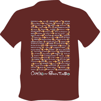 Camiseta Pueblos Camino de Santiago Rojo granate