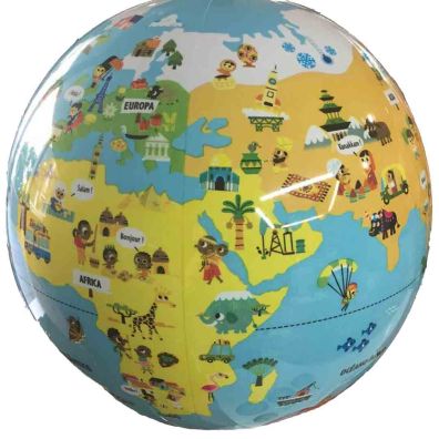 Globo hinchable infantil del mundo pequeños viajeros en castellano (30 cm)