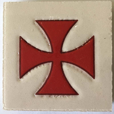 Imán cerámica Cruz de los Templarios MyL 5X5 cm