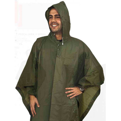 Poncho Merkel de poliester con capucha Verde