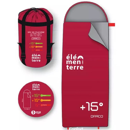 Saco de dormir ultraligero con capucha Elementerre Draco Rojo